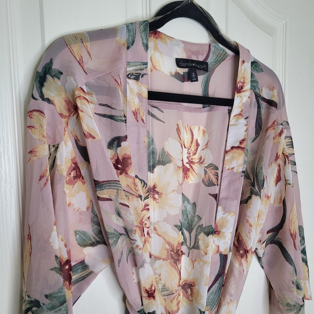 Derek Heart Floral Kimono Cover Up Women's Small ***Broken Belt Loop - Picture 4 of 7